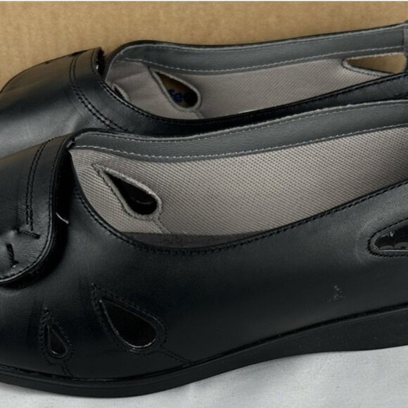 NEW Cosyfeet Black Keira Wide Extra Roomy Peep Toe Sandals 10 UK Sz 8 Adjustable - Picture 3 of 8